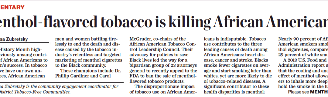 Albany Times Union Commentary on Menthol